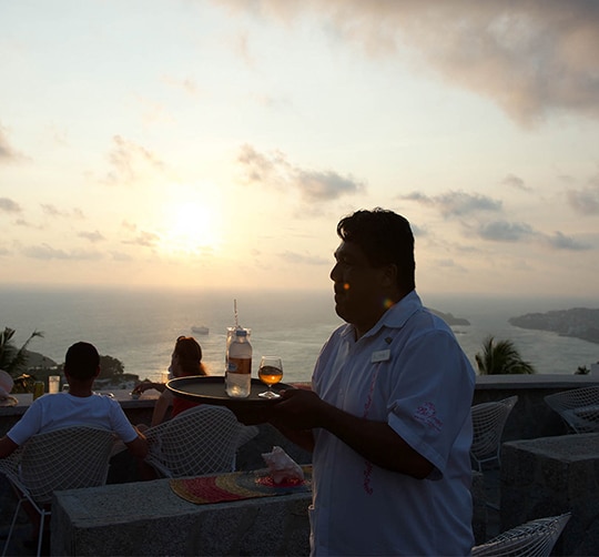 Waiter at Las Brisas Acapulco hotel